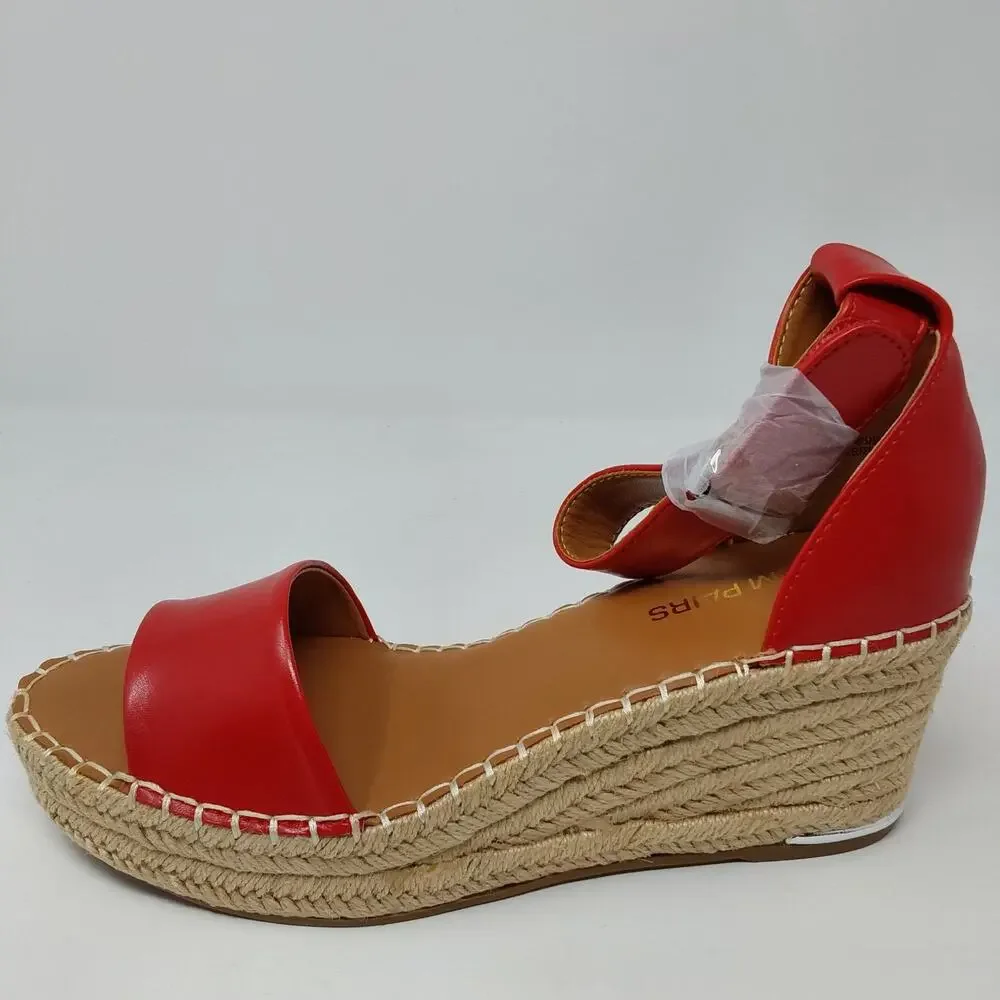 Dream Pairs Red Espadrille Wedge Sandals Ankle Strap Women's US 8 New